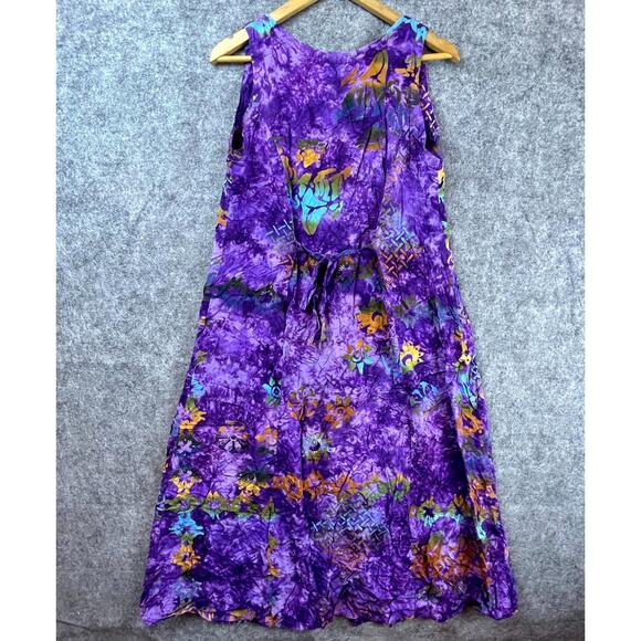 Spicy Bambu Dress Womens Large Purple Boho Hippie Indie Festival Hawaiian Bright - Picture 2 of 6